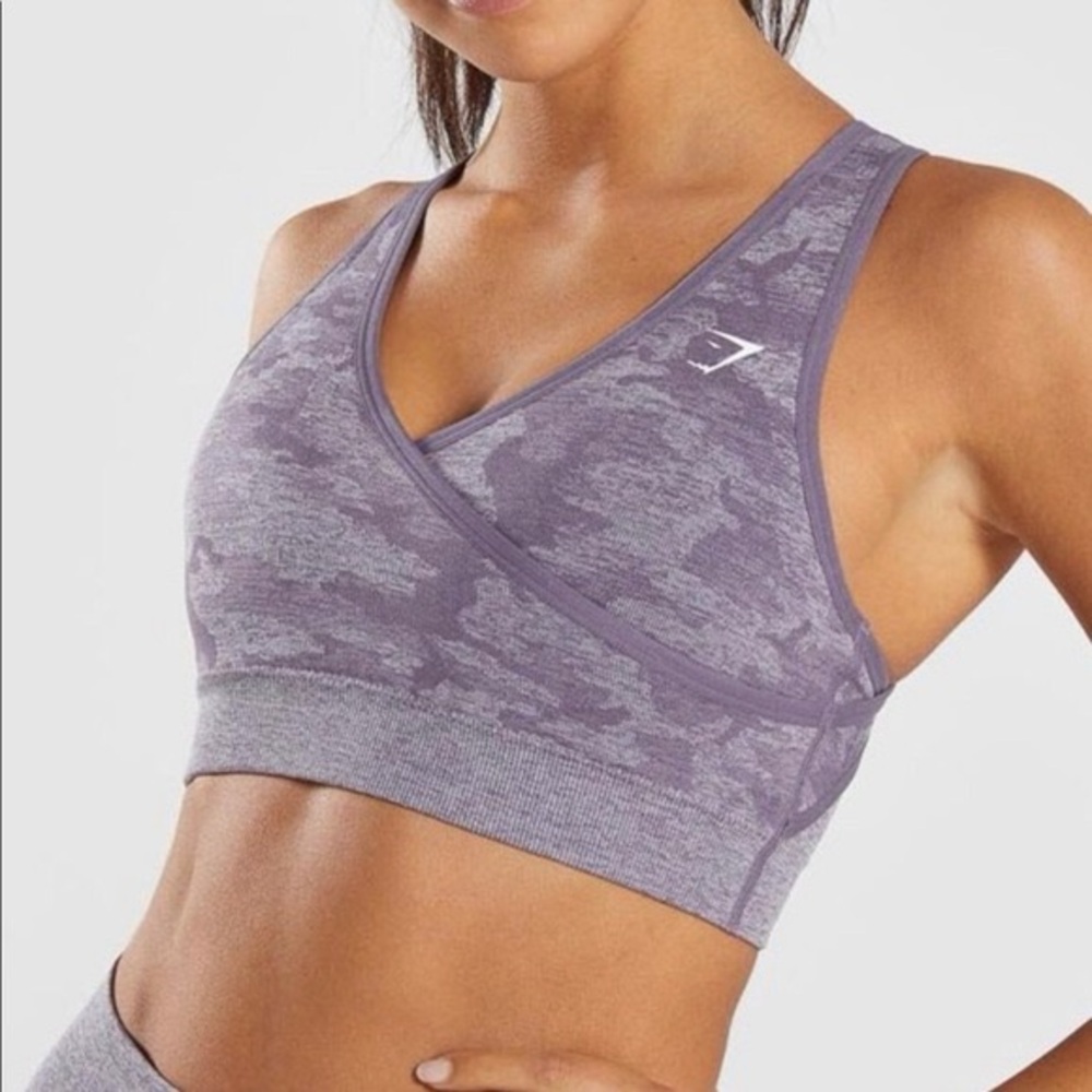 Gymshark Camo Sports Bra - Purple - Small